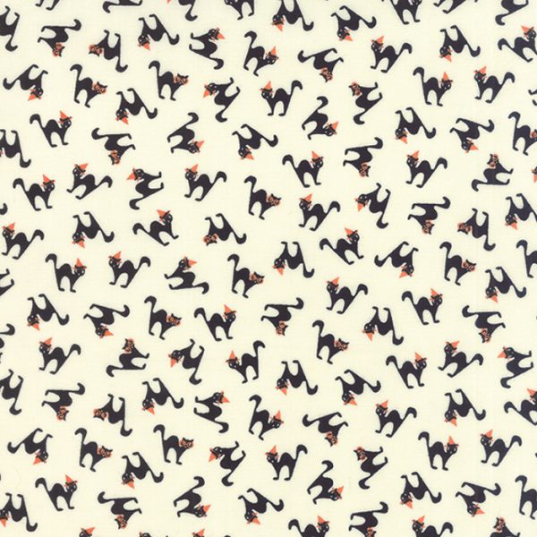 Moda Fabrics Spooky Delight Black Cats on Ivory