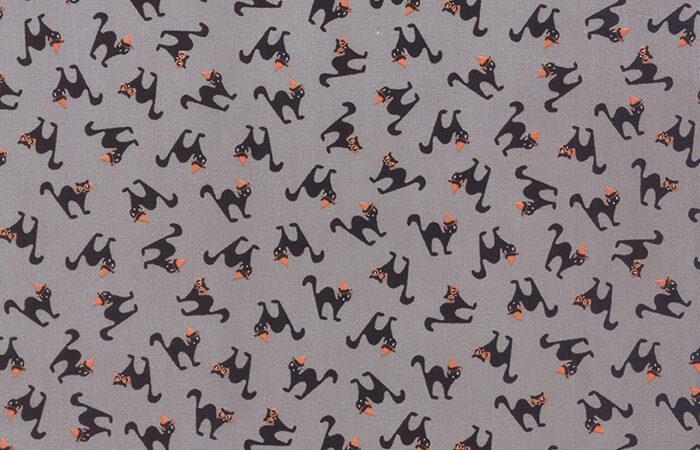Moda Spooky Delight Black Cats on Ash Grey