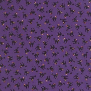 Moda Fabrics Spooky Delight Black Cats on Potion Purple