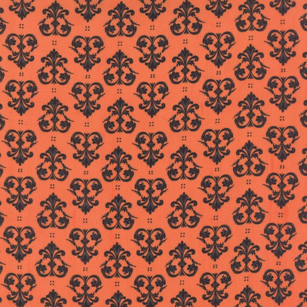 Moda Fabrics Spooky Delight Midnight Ravens on Pumpkin