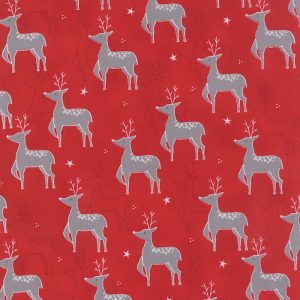 Moda Fabrics Jol Collection Grey Reindeer on Red