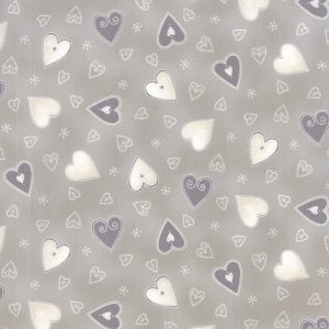 Moda Fabrics Jol Collection Cream Hearts on Light Grey