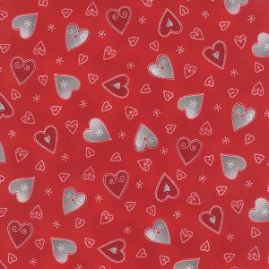 Moda Fabrics Jol Collection Grey Hearts on Red