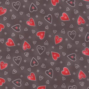 Moda Fabrics Jol Collection Red Hearts on Cocoa