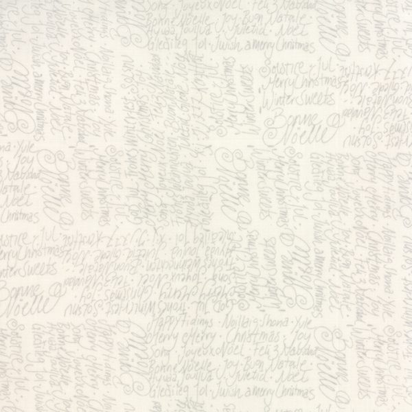 Moda Fabrics Jol Collection Christmas Words Grey on Cream