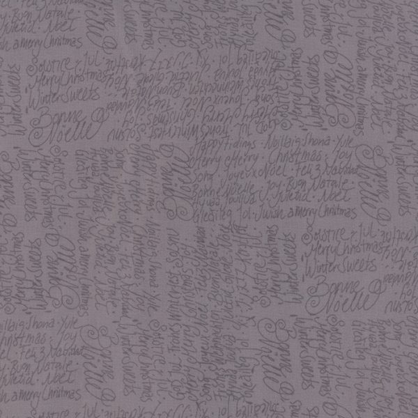 Moda Fabrics Jol Collection Christmas Words in Tonal Grey