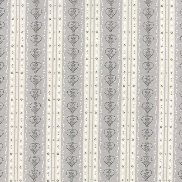 Moda Fabrics Jol Collection Grey Nordic Heart Stripe