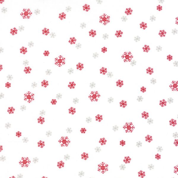 Moda Fabrics Jol Collection Red Snowflakes on White