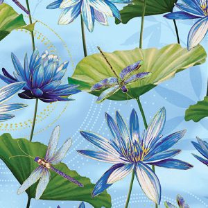 Benartex Fabrics Dragonfly Dance Blue Lily Pond