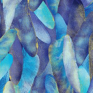 Benartex Fabrics Dragonfly Dance Blue Gilded Wings