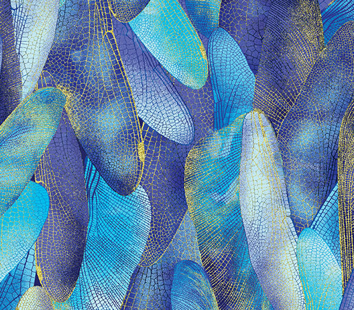 Benartex Dragonfly Dance Blue Gilded Wings