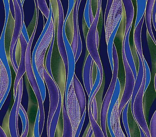Benartex Dragonfly Dance Dancing Waves Purple & Evergreen