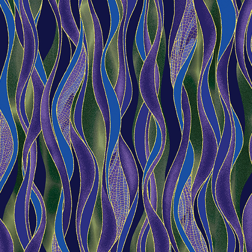Benartex Fabrics Dragonfly Dance Waves in Purple & Evergreen