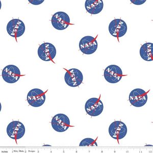 Riley Blake Fabrics NASA Logo on White