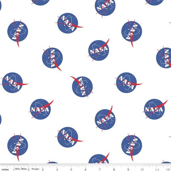 Riley Blake Fabrics NASA Logo on White