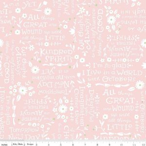 Riley Blake Fabric Kindred Spirits Quotes Pink