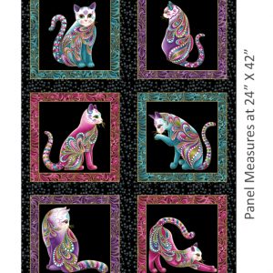 Benartex Fabrics Catitude Black Quilt Panel