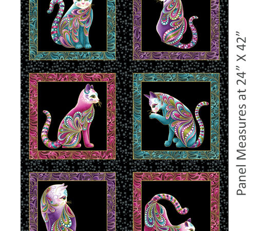 Benartex Cat-I-Tude Black Quilt Panel