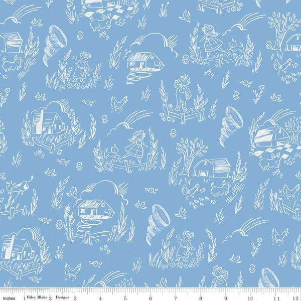 Riley Blake Fabrics Wizard of Oz Dorothy's Journey Kansas on Blue