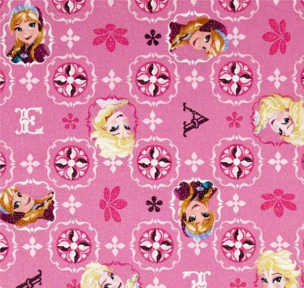 Disney's Frozen Anna & Elsa on a Pink Glittered Background