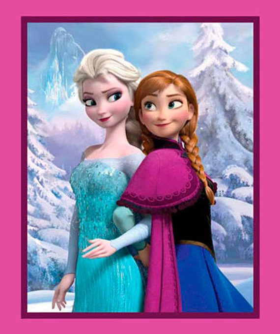 Disney's Frozen Anna & Elsa Snow Scene Quilt Panel