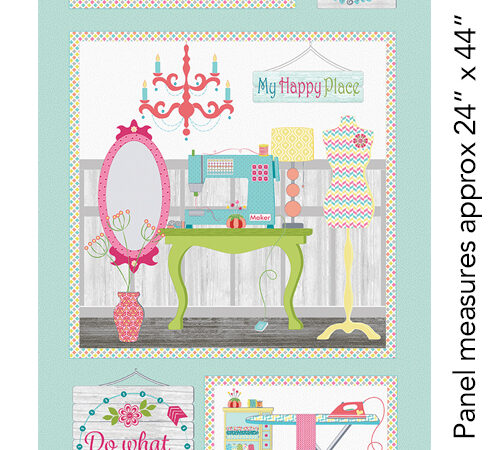 Benartex My Happy Place Sewing Room Quilt Panel