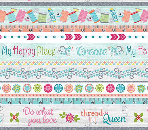 Benartex My Happy Place Sewing Stripe