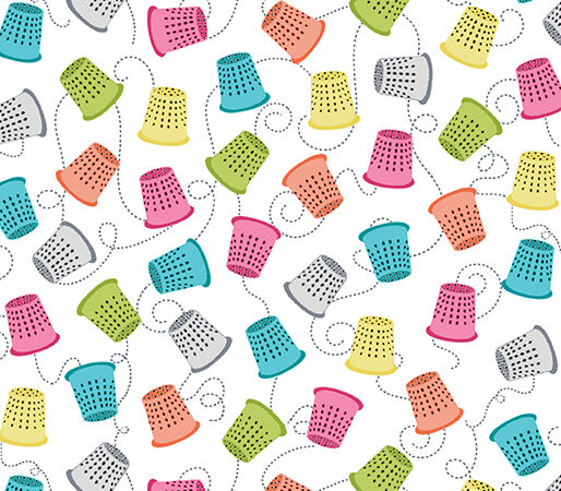 Benartex My Happy Place Thimbles on White