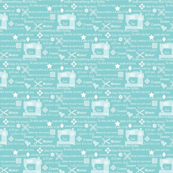 Benartex Fabrics My Happy Place Sewers Wisdom Aqua