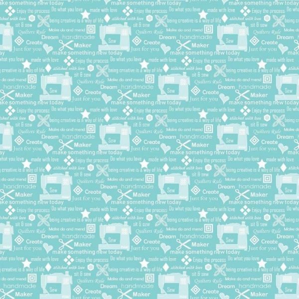 Benartex Fabrics My Happy Place Sewers Wisdom Aqua