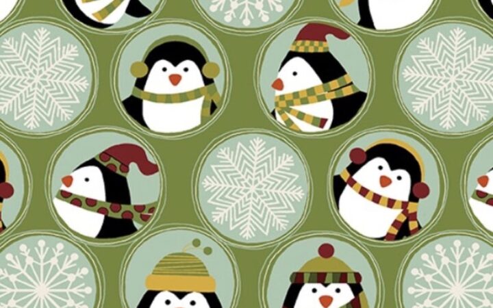 Benartex Jolly Penguin Friends & Flakes