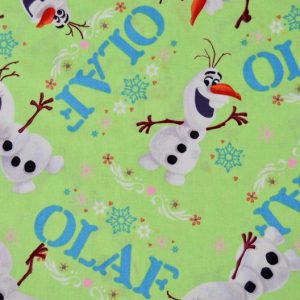 Disney's Frozen Fabrics Playful Olaf on Green