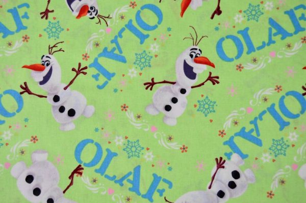 Springs Creative Fabrics Disney's Frozen Playful Olaf on Green