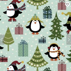 Benartex Jolly Festive Penguins Aqua