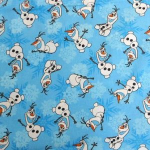 Disney's Frozen Playful Olaf on Blue Snowflakes Fabric