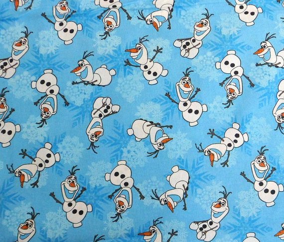 Disney's Frozen Playful Olaf on Blue Snowflakes Fabric