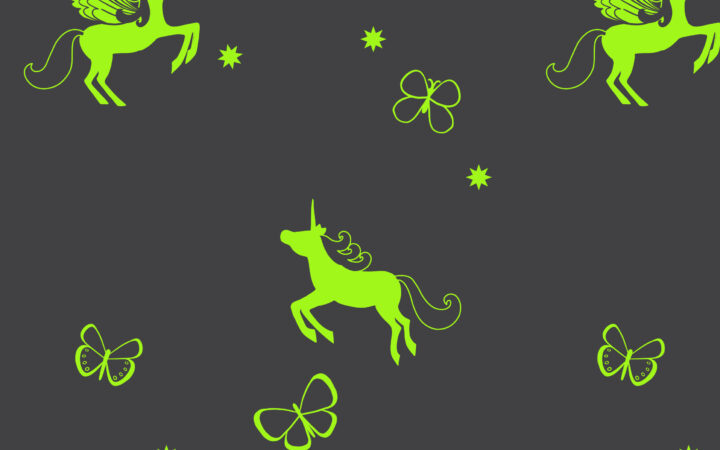 Lewis & Irene Fairy Nights Unicorn Meadow Glow on Black