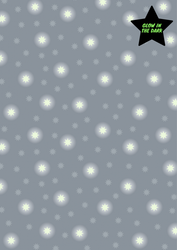 Lewis & Irene Fabrics Fairy Nights Glow Grey Starry Sky