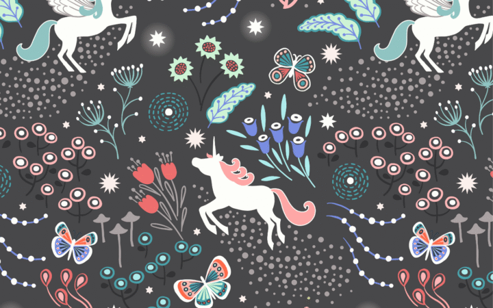 Lewis & Irene Fairy Nights Unicorn Meadow Glow on Black