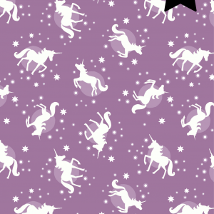 Lewis & Irene Fabrics Fairy Nights Unicorns Glow on Soft Blackberry