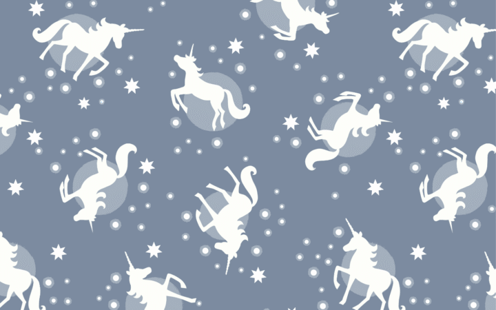Lewis & Irene Fairy Nights Unicorns Glow on Dusky Blue