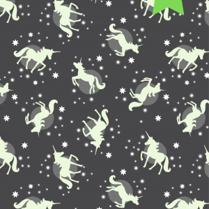 Lewis & Irene Fabrics Fairy Nights Unicorns Glow on Black