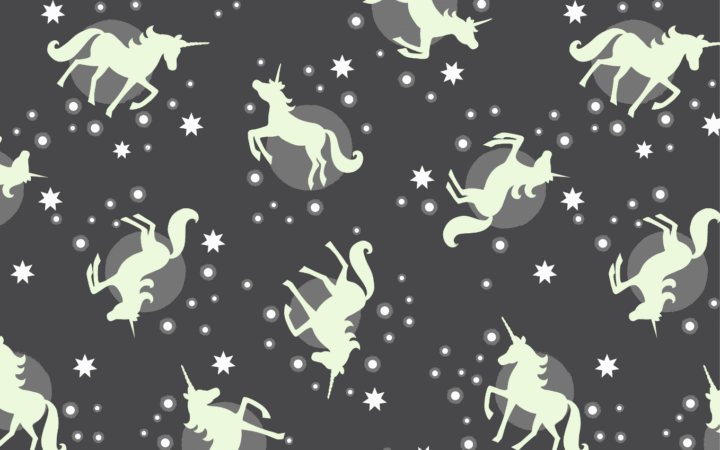 Lewis & Irene Fairy Nights Unicorns Glow on Black