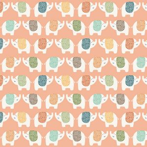 Makower Fabrics Jungle Friends Peachy Pink Elephants