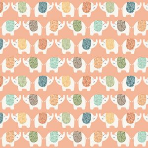 Makower Fabrics Jungle Friends Peachy Pink Elephants