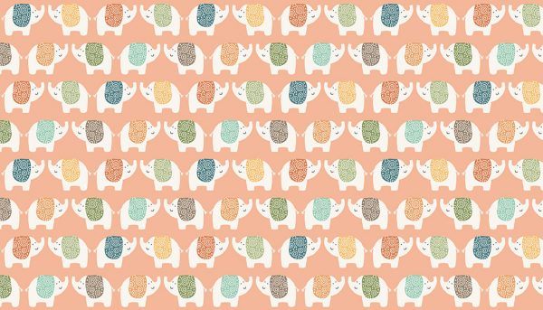 Makower Fabrics Jungle Friends Peachy Pink Elephants