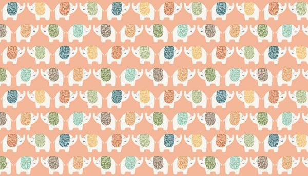 Makower Fabrics Jungle Friends Peachy Pink Elephants