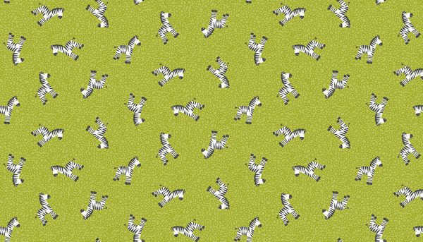 Makower Fabrics Jungle Friends Zebras on Green