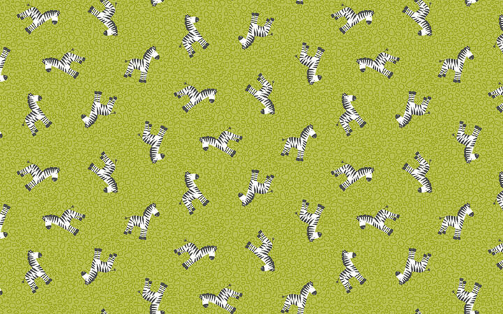 Makower Fabrics Jungle Friends Zebras on Green