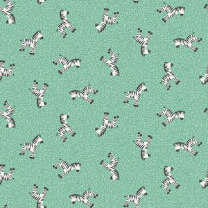 Makower Fabrics Jungle Friends Zebras on Turquoise